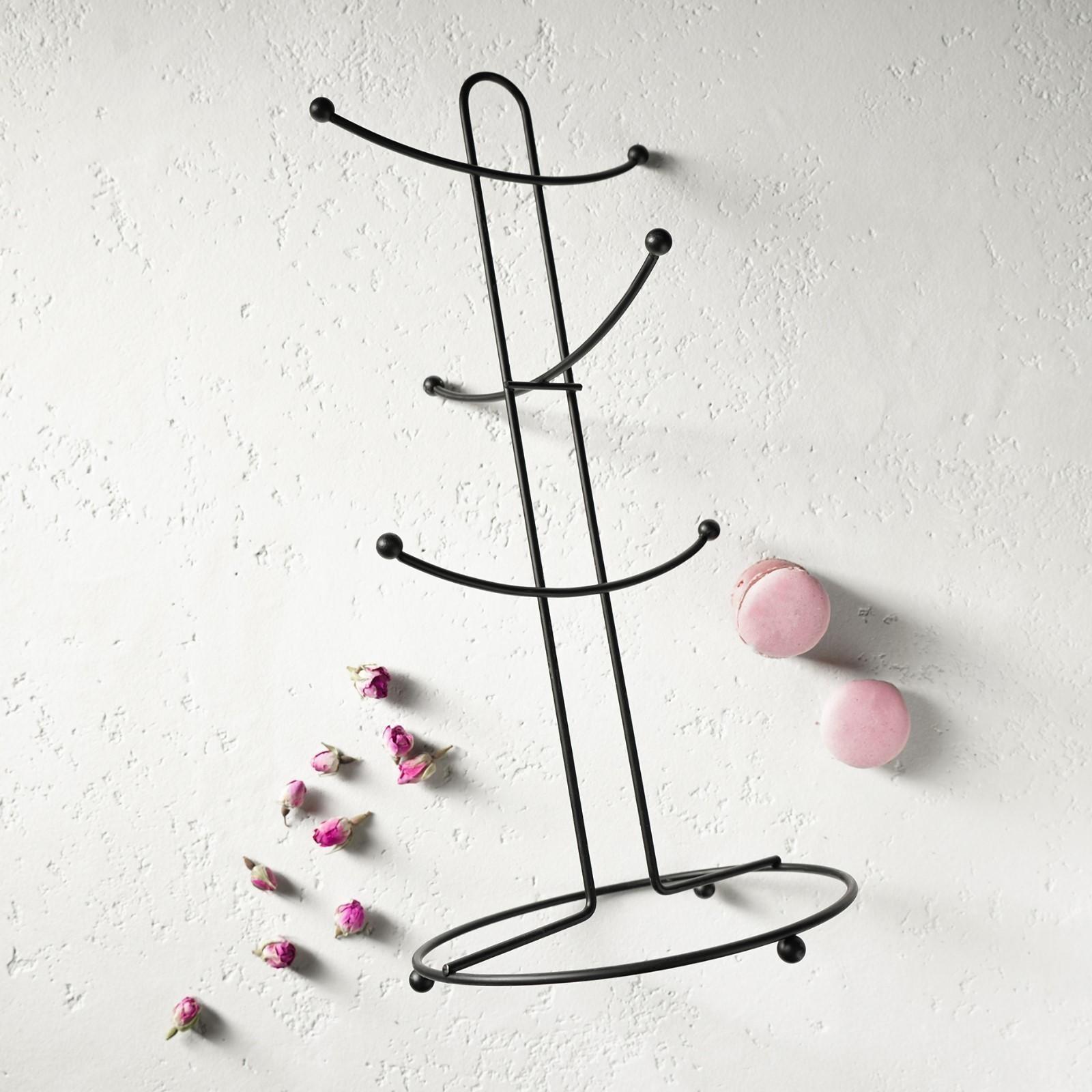 Подставка для кружек на 6 предметов Доляна, 16×16×36,5 см, цвет чёрный