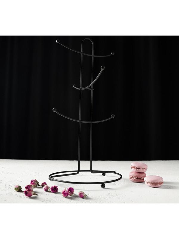 Подставка для кружек на 6 предметов Доляна, 16×16×36,5 см, цвет чёрный