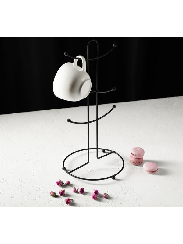 Подставка для кружек на 6 предметов Доляна, 16×16×36,5 см, цвет чёрный