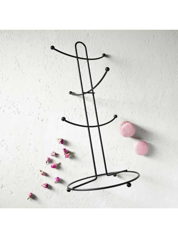 Подставка для кружек на 6 предметов Доляна, 16×16×36,5 см, цвет чёрный