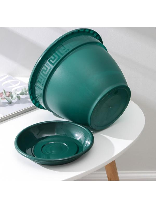 Горшок для цветов с поддоном «Антик», 4,9 л, d=25 см, цвет малахит