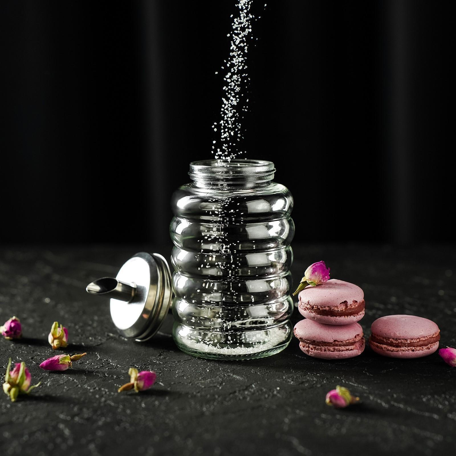 Сахарница стеклянная с дозатором «Волны», 280 мл, 7×13,5 см