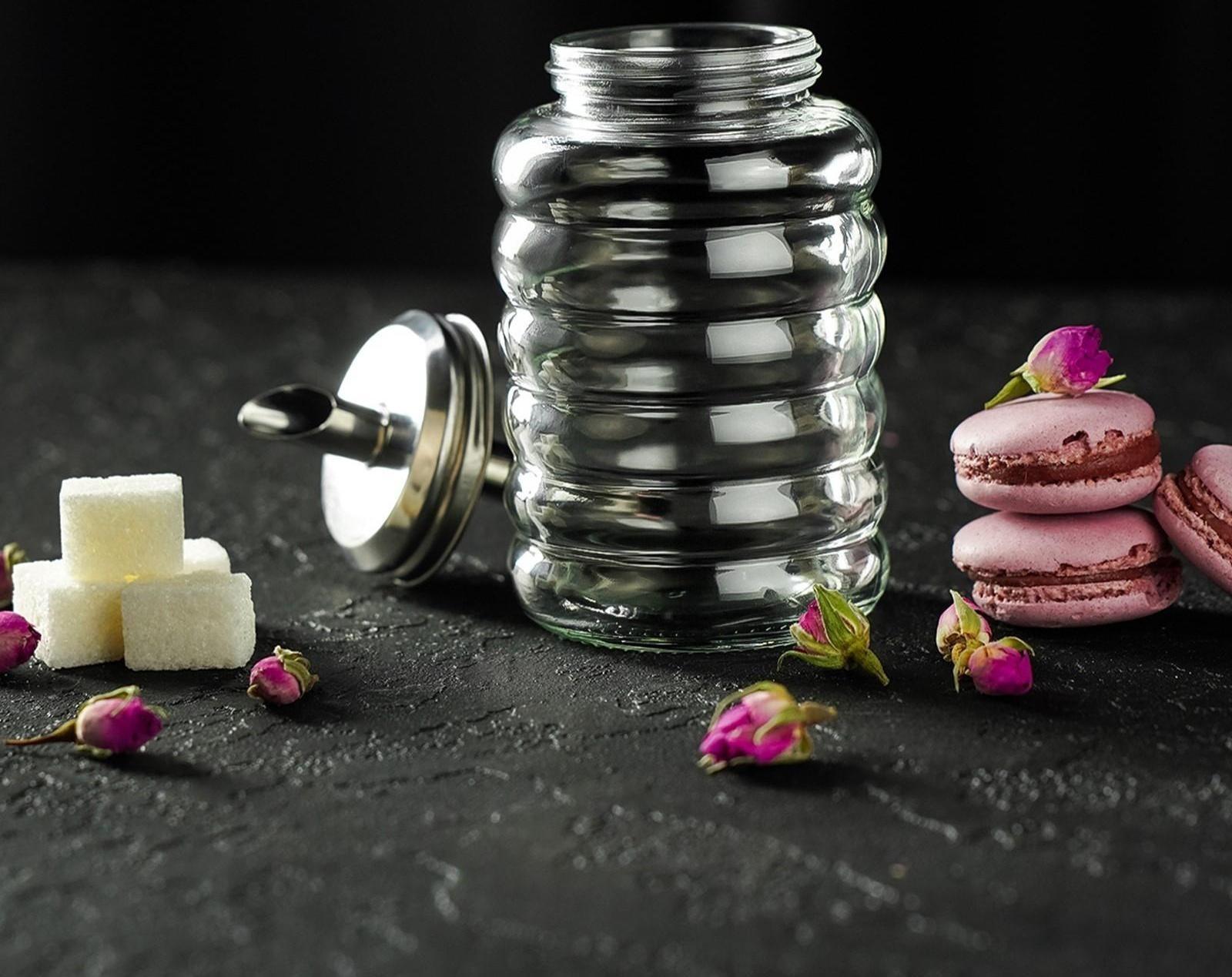 Сахарница стеклянная с дозатором «Волны», 280 мл, 7×13,5 см