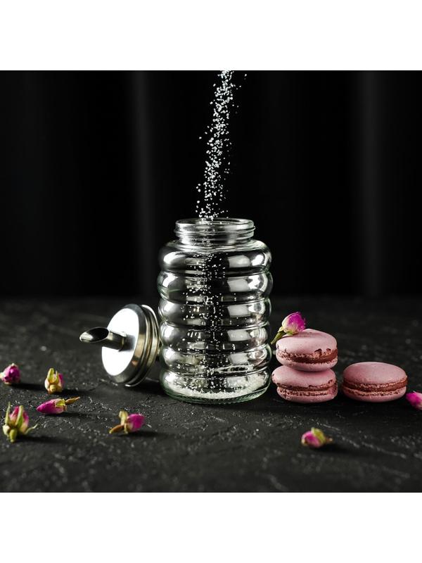 Сахарница стеклянная с дозатором «Волны», 280 мл, 7×13,5 см