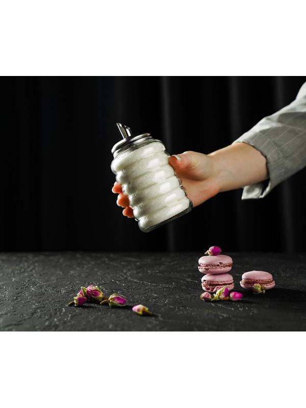 Сахарница стеклянная с дозатором «Волны», 280 мл, 7×13,5 см