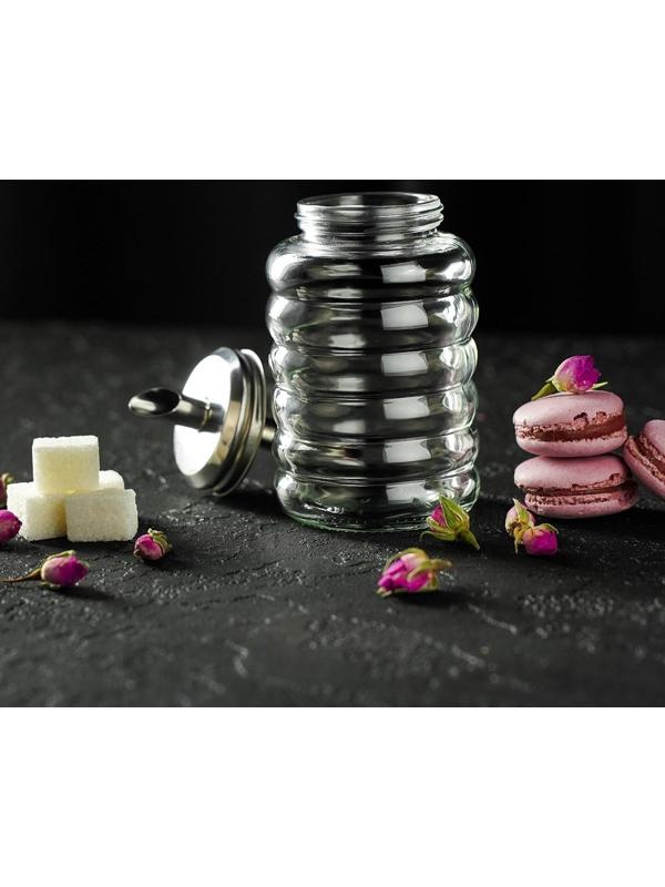 Сахарница стеклянная с дозатором «Волны», 280 мл, 7×13,5 см