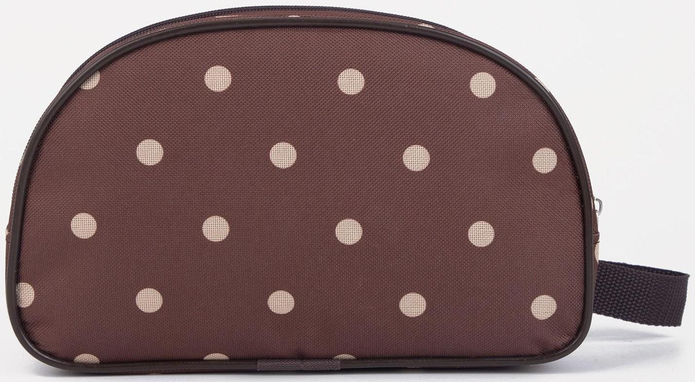 Косметичка, 2 отдела на молниях, цвет коричневый