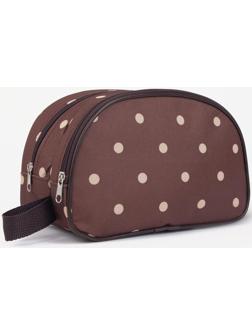 Косметичка, 2 отдела на молниях, цвет коричневый