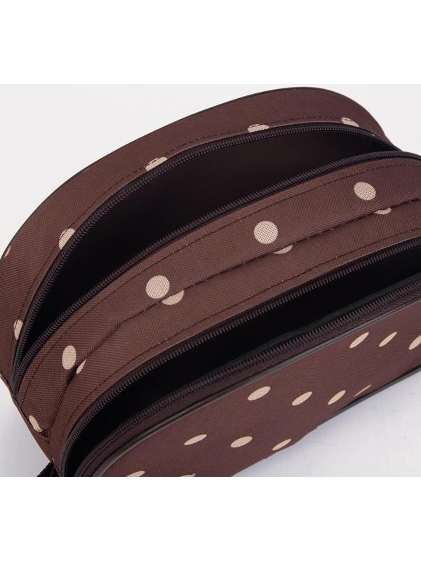 Косметичка, 2 отдела на молниях, цвет коричневый