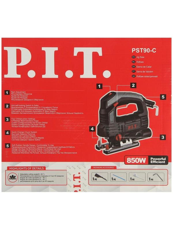 Лобзик P.I.T. PST90-C, 850 Вт, 0-3000 ход/мин, регулировка оборотов, функция обдува