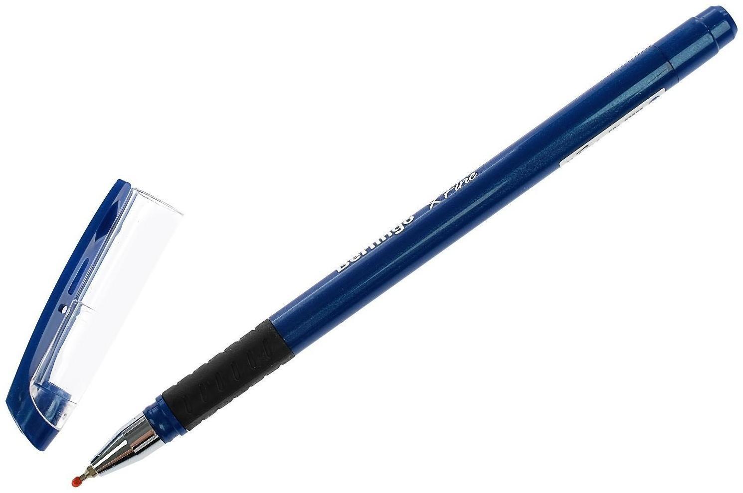 Ручка шариковая Berlingo xFine 0.3, синяя, корпус синий, резиновый упор, цена за 1 штук.