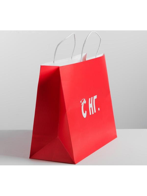 Пакет подарочный крафт «С НГ», 32 х 28 х 15 см