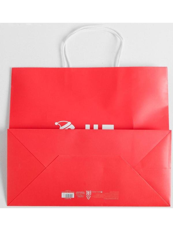 Пакет подарочный крафт «С НГ», 32 х 28 х 15 см