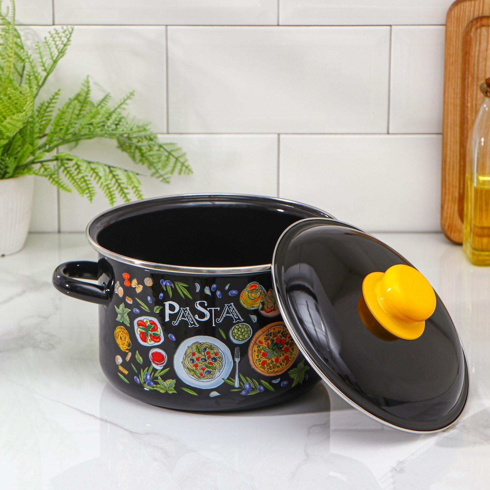 Кастрюля Pasta, 3 л, эмалированная крышка, индукция, цвет коричневый