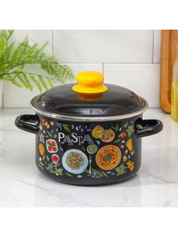 Кастрюля Pasta, 3 л, эмалированная крышка, индукция, цвет коричневый
