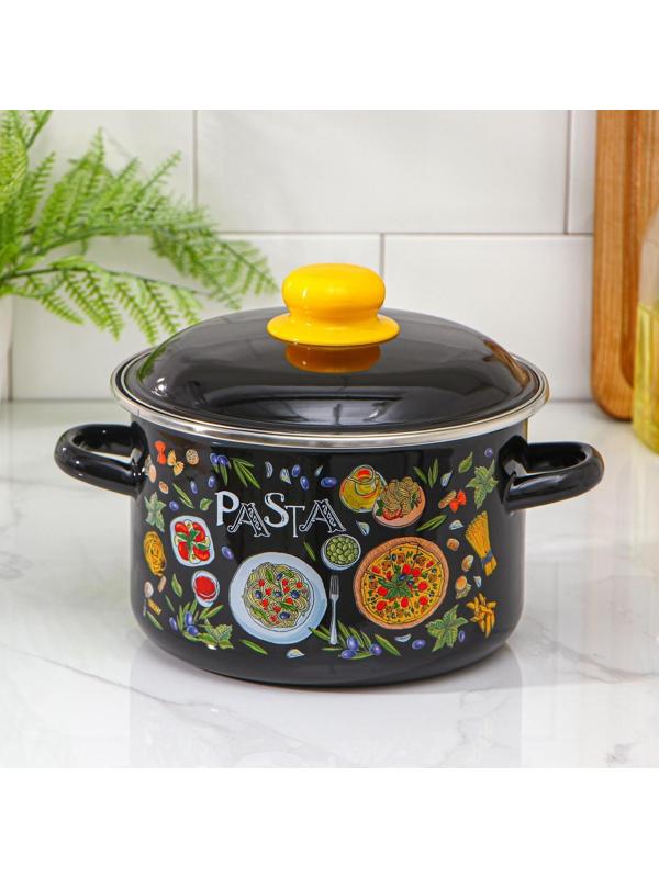 Кастрюля Pasta, 3 л, эмалированная крышка, индукция, цвет коричневый