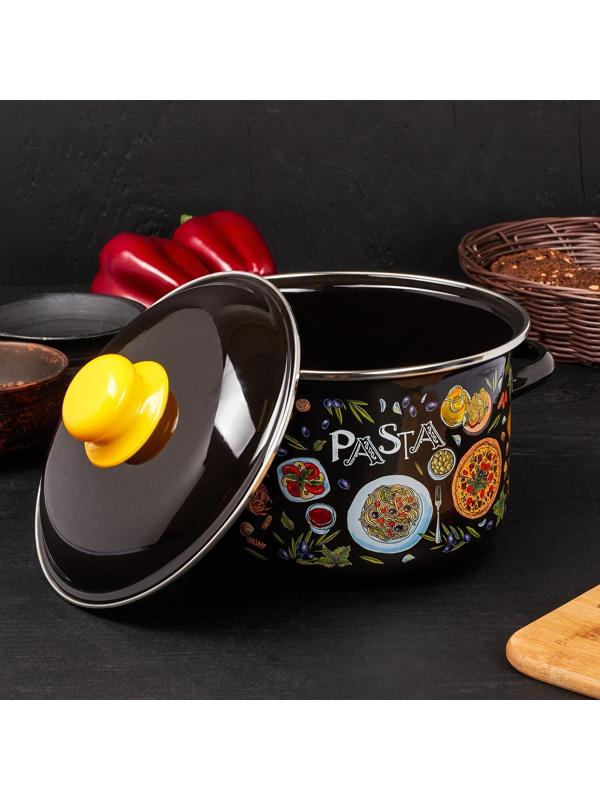 Кастрюля Pasta, 3 л, эмалированная крышка, индукция, цвет коричневый