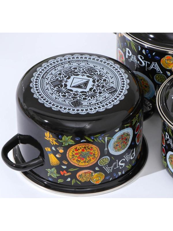 Набор кастрюль Pasta, 3 предмета: 2 л, 3 л, 4 л, индукция, цвет чёрный