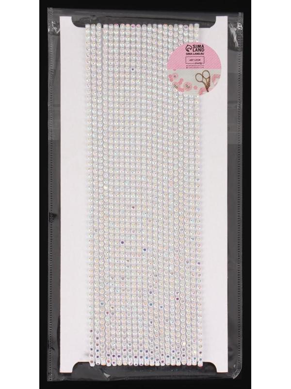 Стразы на нитях, с голографией, 3 мм, 9 ± 1 м, цвет белый