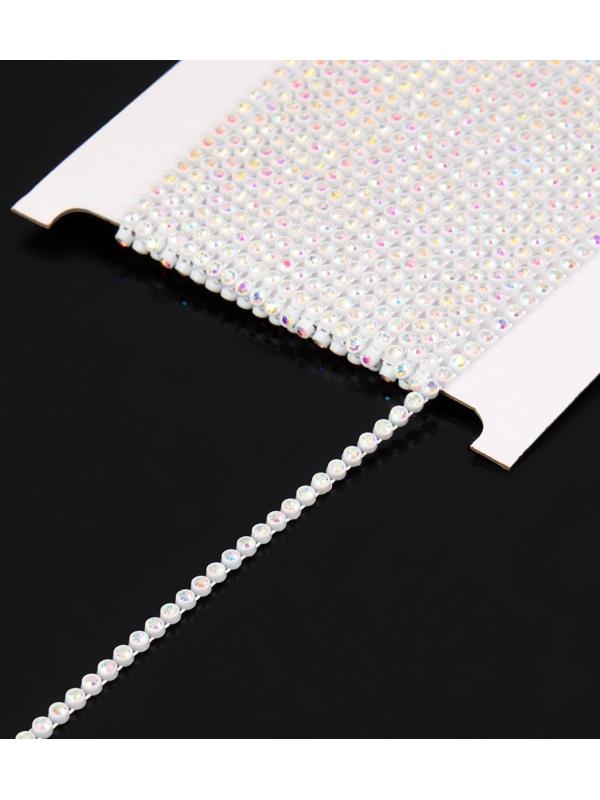 Стразы на нитях, с голографией, 3 мм, 9 ± 1 м, цвет белый