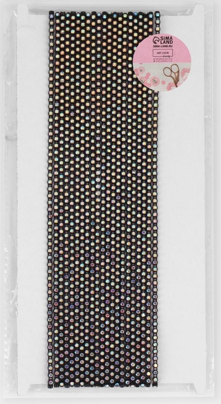 Стразы на нитях, с голографией, 3 мм, 9 ± 1 м, цвет чёрный
