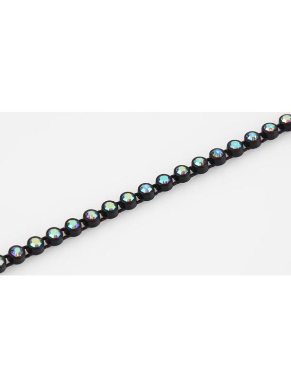 Стразы на нитях, с голографией, 3 мм, 9 ± 1 м, цвет чёрный