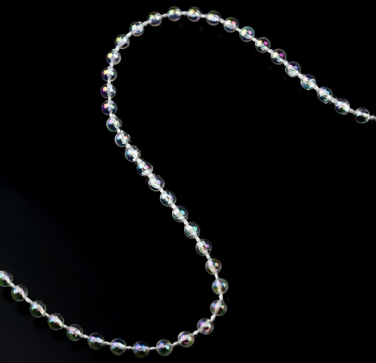 Бусы на нитях, с голографией, круглые, 4 мм, 9 ± 1 м, цвет белый