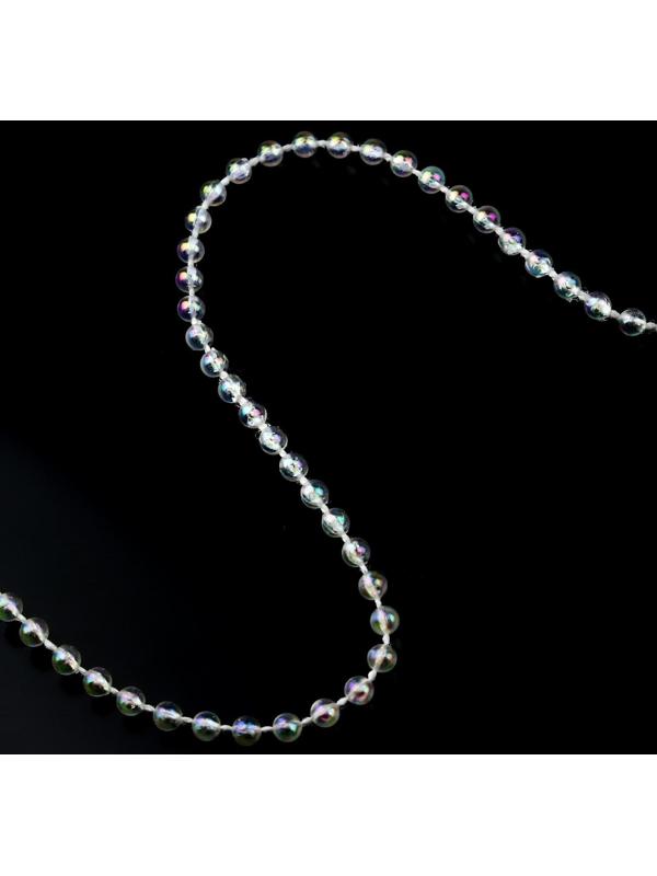 Бусы на нитях, с голографией, круглые, 4 мм, 9 ± 1 м, цвет белый