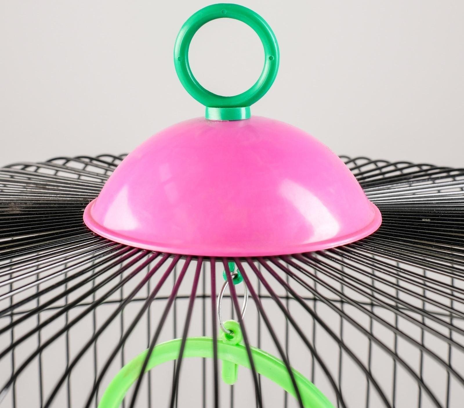 Клетка для птиц круглая, двухъярусная сварная, большой поддон, 39 x 44 см, микс цветов