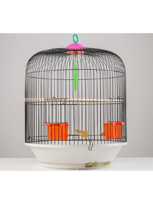 Клетка для птиц круглая, двухъярусная сварная, большой поддон, 39 x 44 см, микс цветов