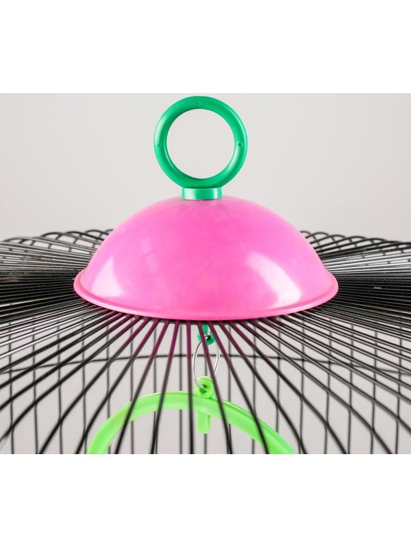 Клетка для птиц круглая, двухъярусная сварная, большой поддон, 39 x 44 см, микс цветов