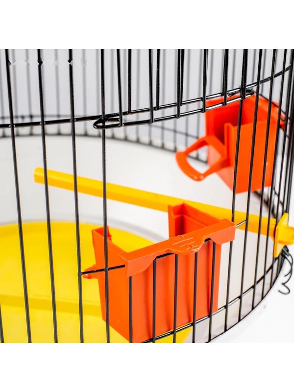 Клетка для птиц круглая, двухъярусная сварная, большой поддон, 39 x 44 см, микс цветов