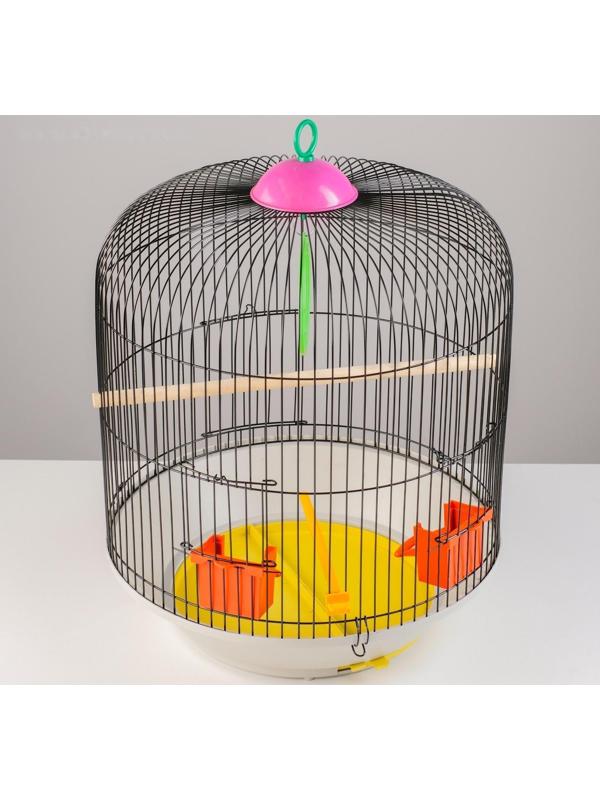 Клетка для птиц круглая, двухъярусная сварная, большой поддон, 39 x 44 см, микс цветов