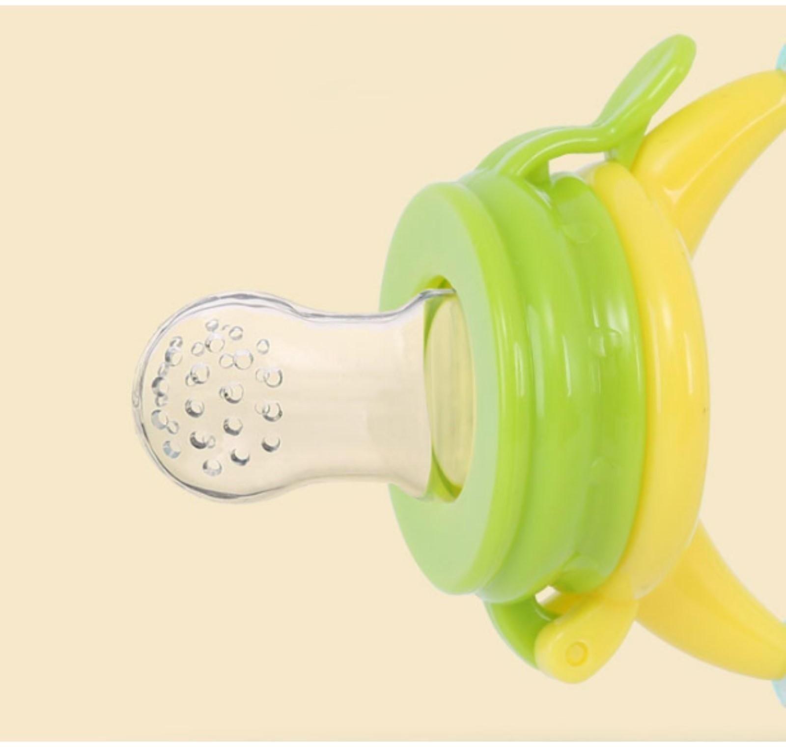 Ниблер для прикорма, с силиконовой сеточкой, ручка-погремушка, цвет зеленый