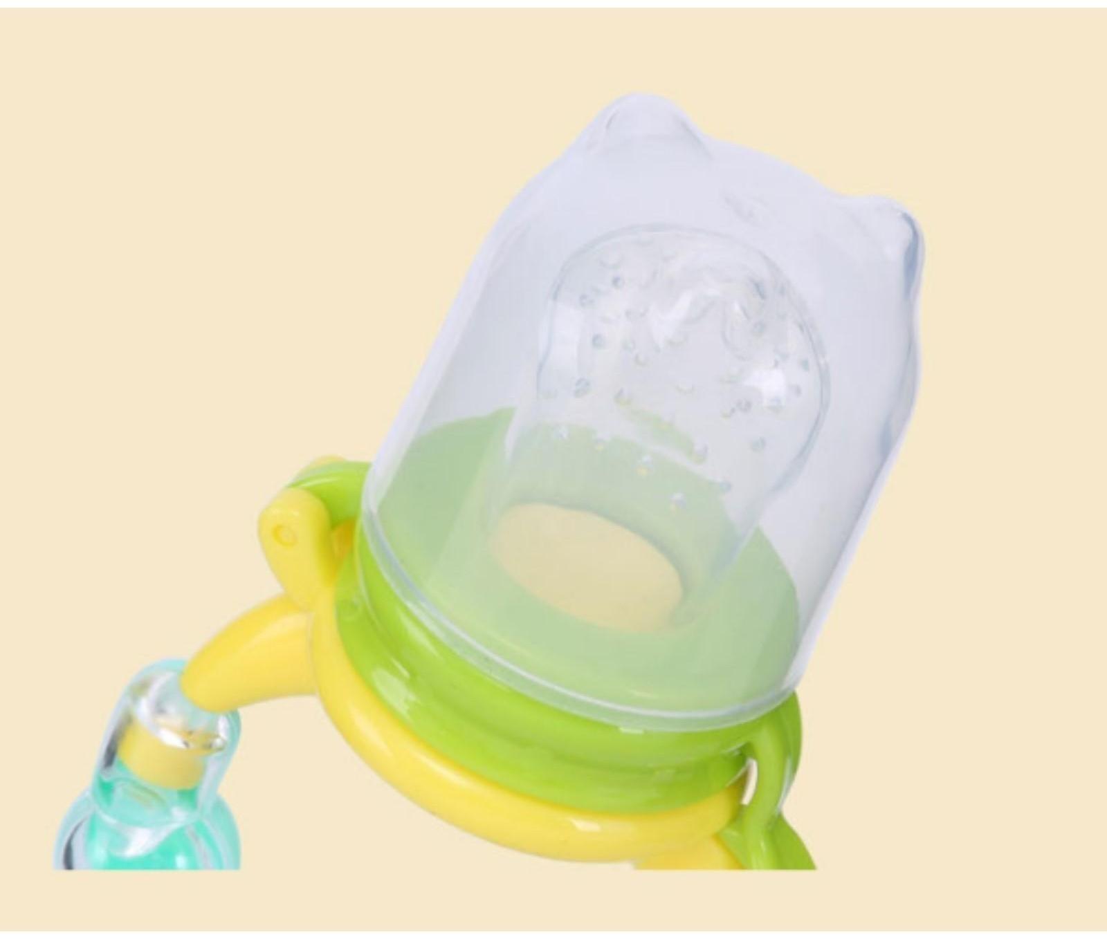 Ниблер для прикорма, с силиконовой сеточкой, ручка-погремушка, цвет зеленый
