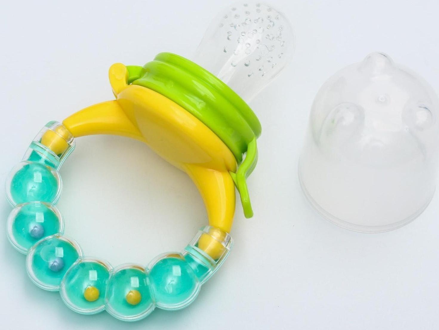 Ниблер для прикорма, с силиконовой сеточкой, ручка-погремушка, цвет зеленый