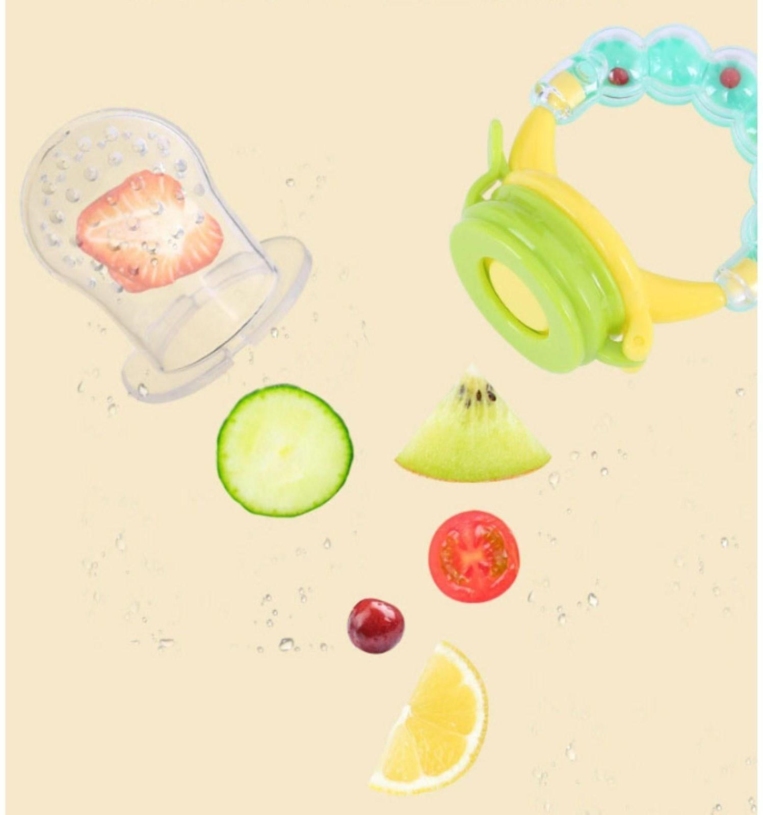 Ниблер для прикорма, с силиконовой сеточкой, ручка-погремушка, цвет зеленый