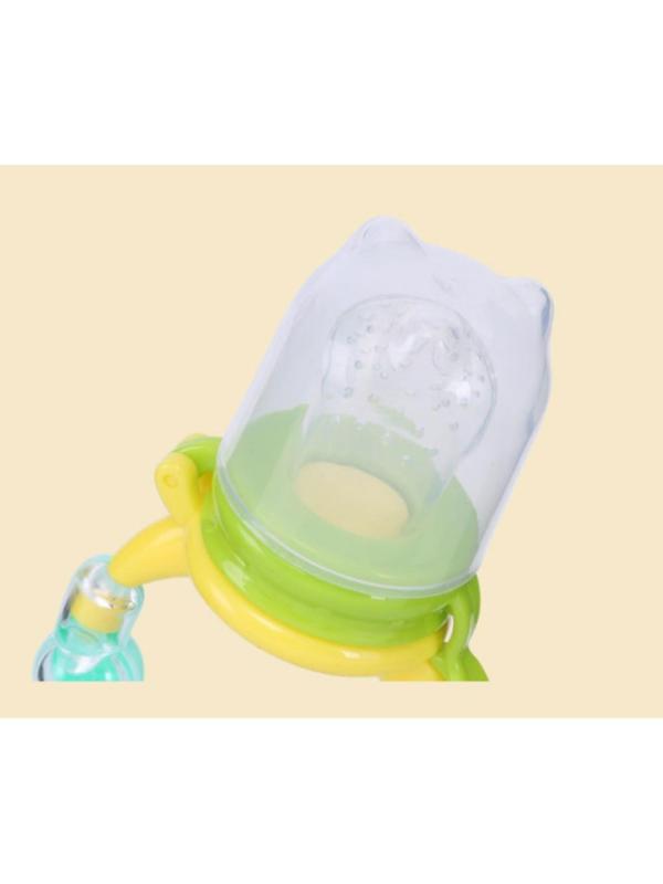 Ниблер для прикорма, с силиконовой сеточкой, ручка-погремушка, цвет зеленый