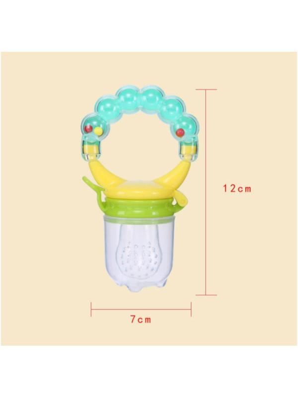 Ниблер для прикорма, с силиконовой сеточкой, ручка-погремушка, цвет зеленый