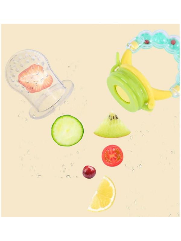 Ниблер для прикорма, с силиконовой сеточкой, ручка-погремушка, цвет зеленый