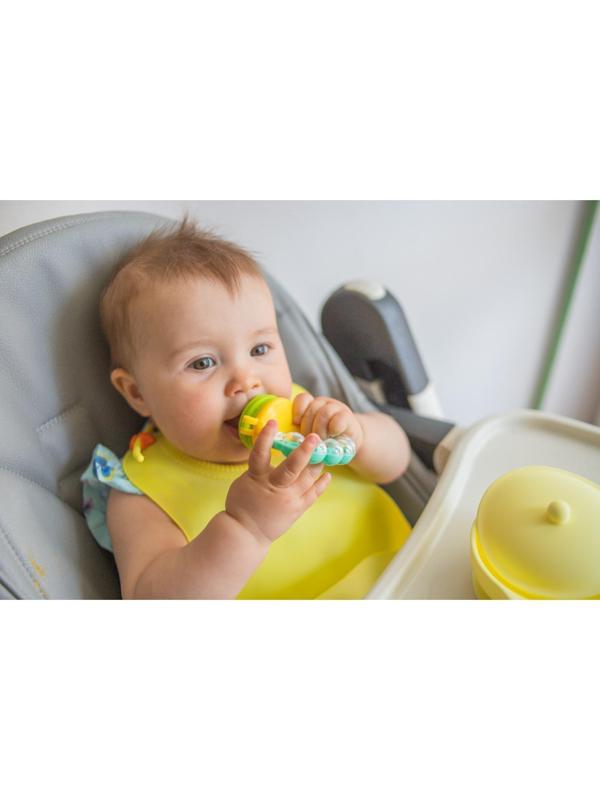 Ниблер для прикорма, с силиконовой сеточкой, ручка-погремушка, цвет зеленый