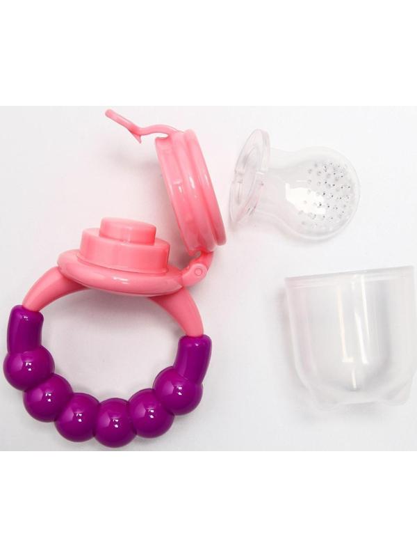 Ниблер для прикорма, с силиконовой сеточкой, ручка-погремушка, цвет фиолетовый