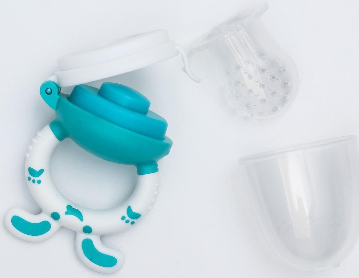 Ниблер для прикорма, с силиконовой сеточкой «Зайчик», цвет голубой