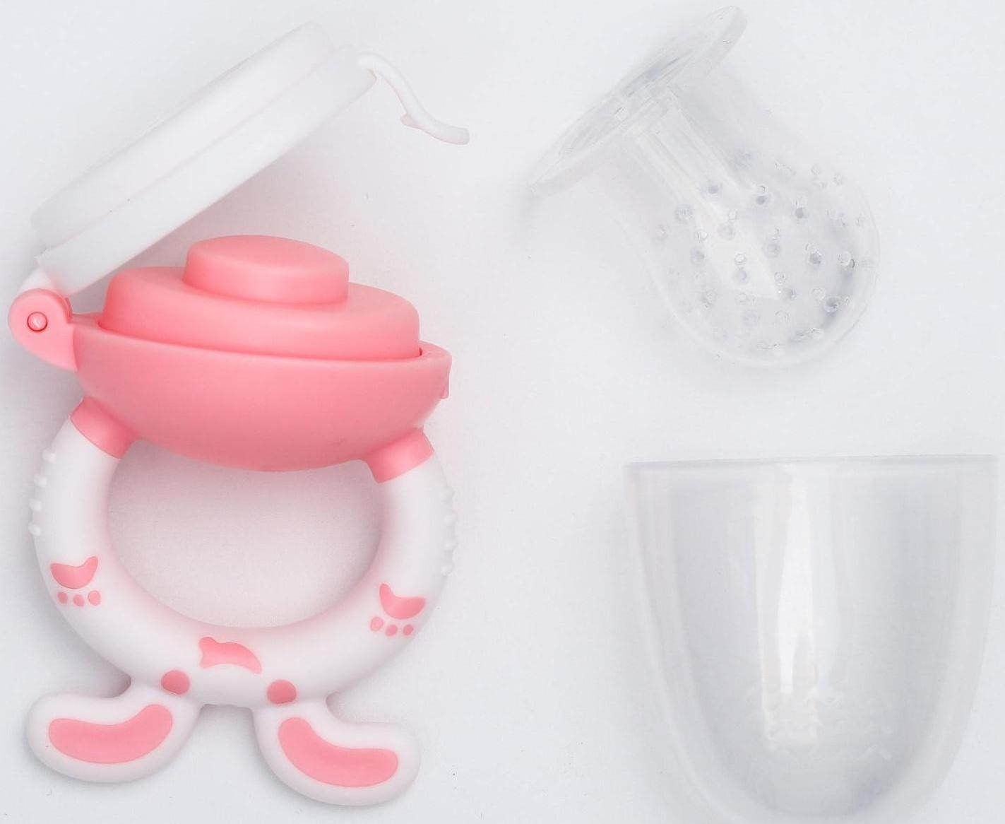 Ниблер для прикорма, с силиконовой сеточкой «Зайчик» цвет розовый