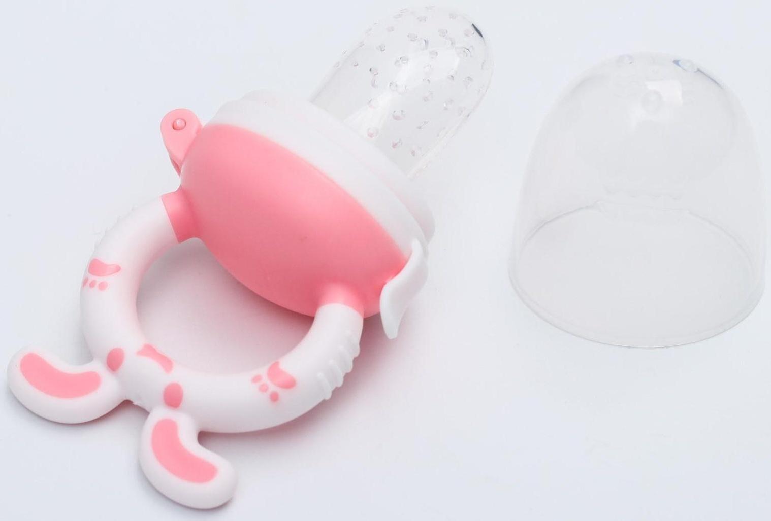 Ниблер для прикорма, с силиконовой сеточкой «Зайчик» цвет розовый