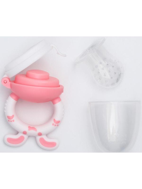 Ниблер для прикорма, с силиконовой сеточкой «Зайчик» цвет розовый