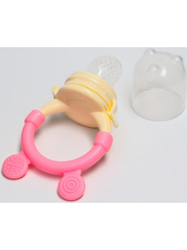 Ниблер для прикорма «Ушки», с силиконовой сеточкой, цвет розовый