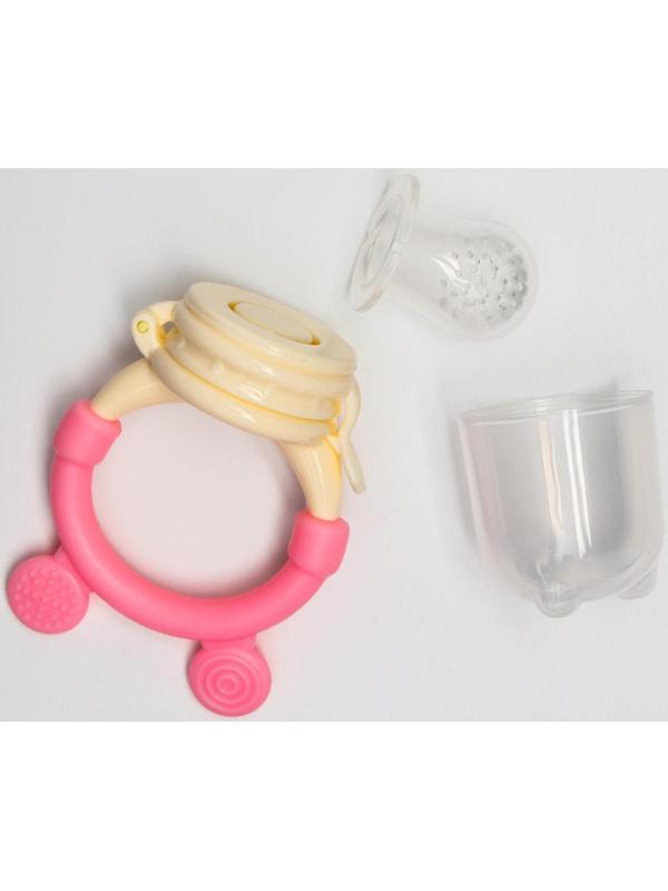 Ниблер для прикорма «Ушки», с силиконовой сеточкой, цвет розовый