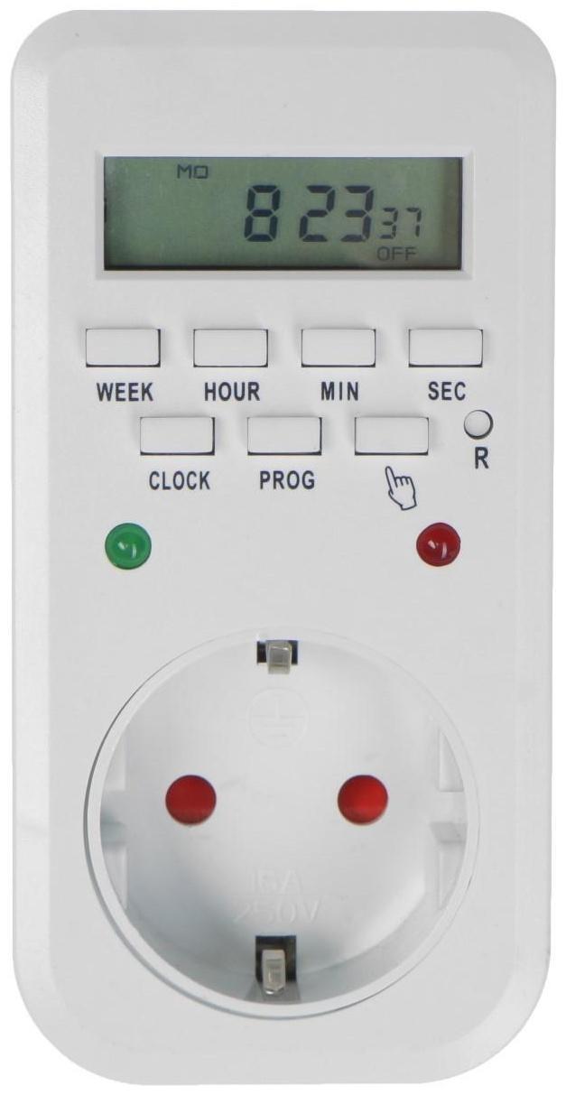 Розеточный электронный таймер недельный Luazon Lighting, 16A, шаг 1 мин, 220 В