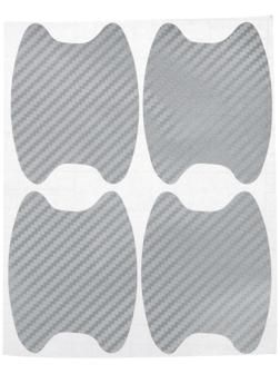 Защитная пленка под ручки дверей, 3D карбон, 5х6.8 см, серебро, набор 4шт